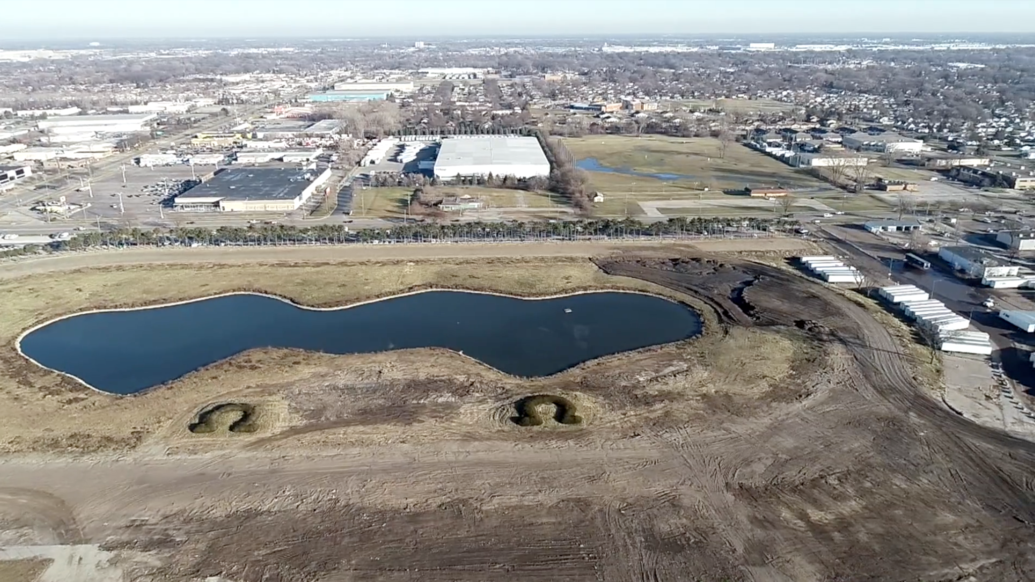 An arial view of the Tri-County Commerce Center that Site Development, Inc. worked on