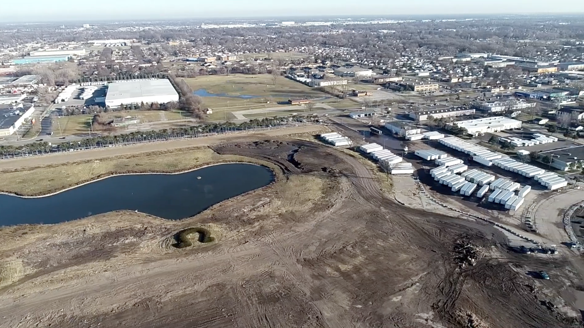 An arial view of the Tri-County Commerce Center that Site Development, Inc. worked on