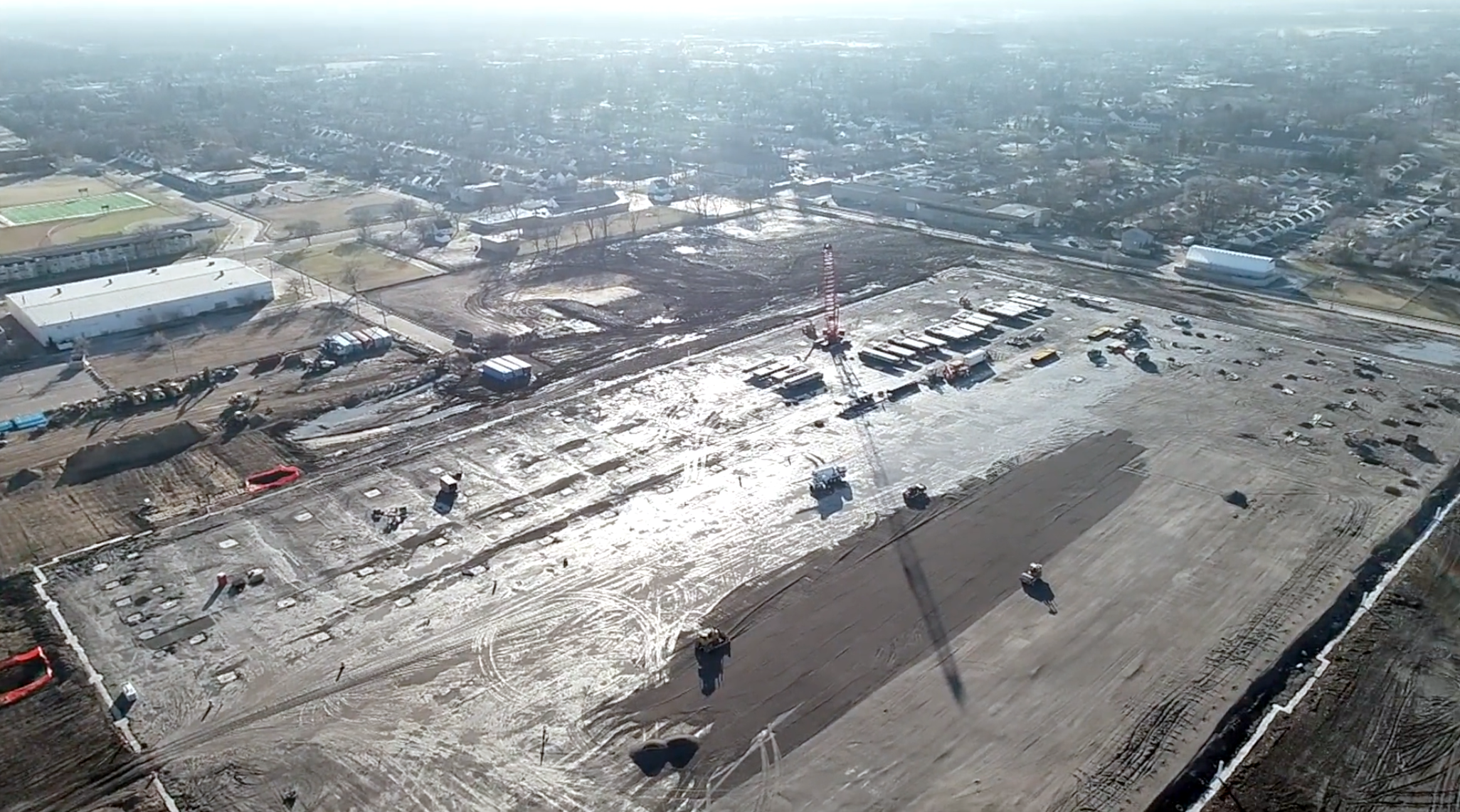 An arial view of the Tri-County Commerce Center that Site Development, Inc. worked on