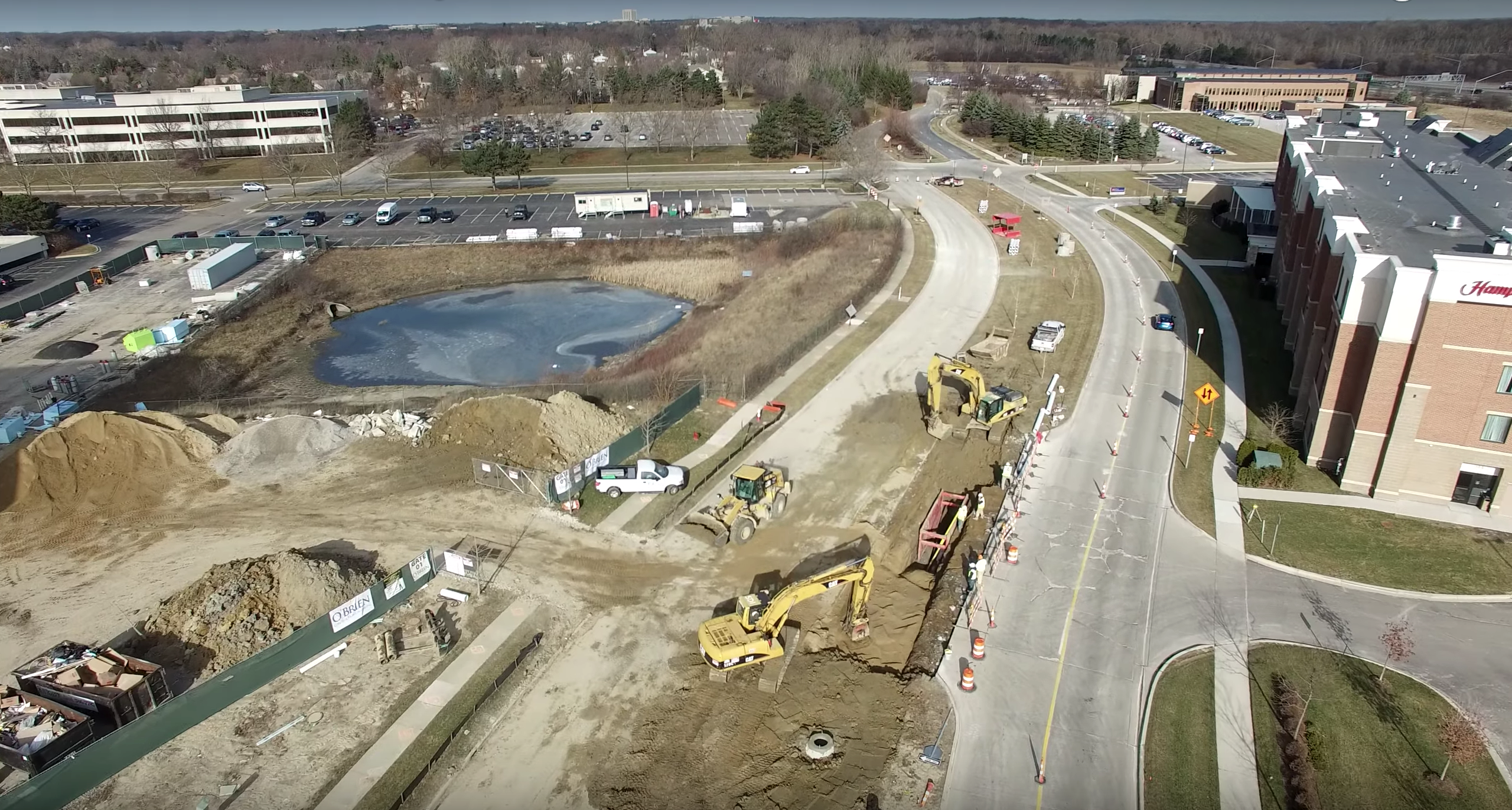 A drone captures the Site Development Industry's job site for 888 Big Beaver